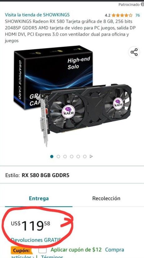 Radeon RX580 GB GDDR5 HDMI DVI DP Output, PCI Express with