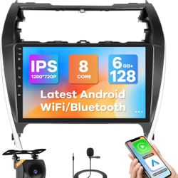 [8-Core 6+128GB] Hikity Android Car Stereo for Toyota Camry 2012 2013 2014 10.1 Inch IPS Touch Screen Radio with Wireless Carplay Android Auto, Blueto