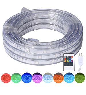 Photo New 16.4 Feet Flat Flexible LED Rope Lights, Color Changing RGB Strip Light with Remote Control