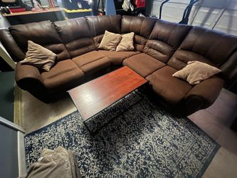 Brown Reclining Sectional + Recliner Chair