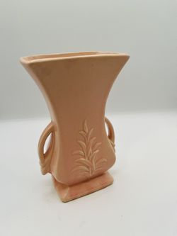 1940 double handled McCay Elegant Peach Ceramic Vase