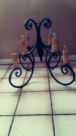 Vintage 8 Light Green Iron Chandelier