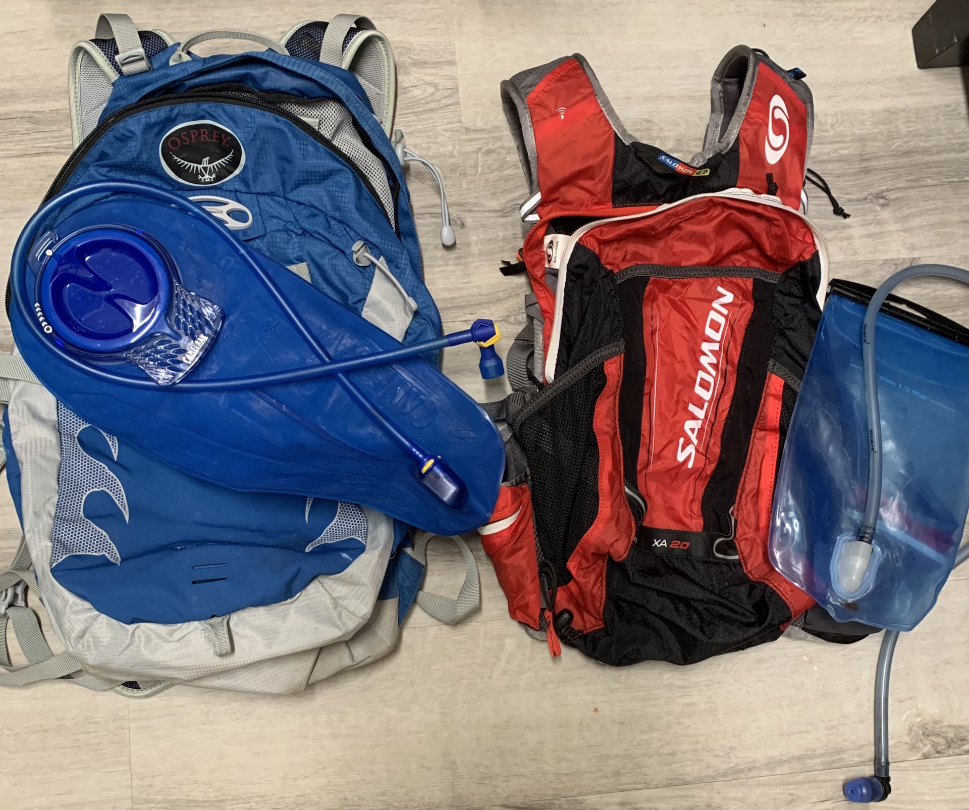 Hiking Backpacks (2 of them together) with hydration bladders