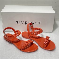 Givenchy ~ Jelly Plate Chain Iconic Orange Sandal ~ Size EU 37 ~ Made in Italy