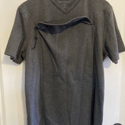 Lalabu Mens Large Baby Carrying Gray Short Sleeve Shirt