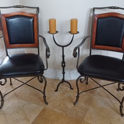 Elegant Metal and Wood Chairs 