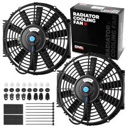 10 Inch High Performance Electric Cooling Slim Radiator Fan with Mount Kit, Black, 2PCS