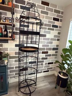 Vintage Black Metal Bar Stand/Bakers Rack