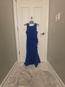 Royal Blue Sleeveless Ruffle Maxi Dress