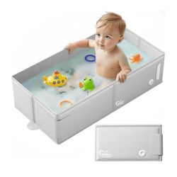 Reinforced Foldable Portable Travel Baby Collapsible Bathtub 6M-3Y - Gray