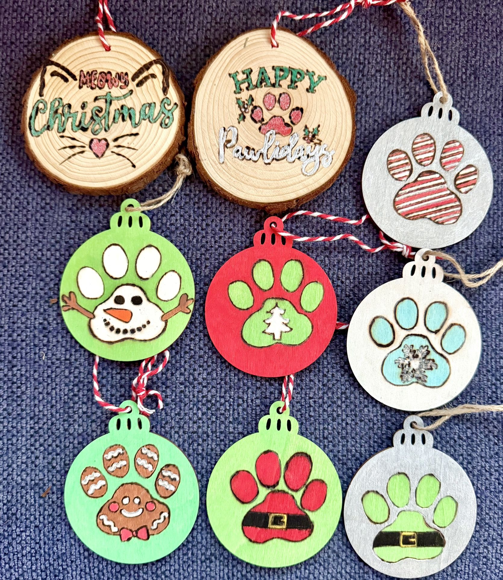 Woodburned Pet Themed Ornaments 