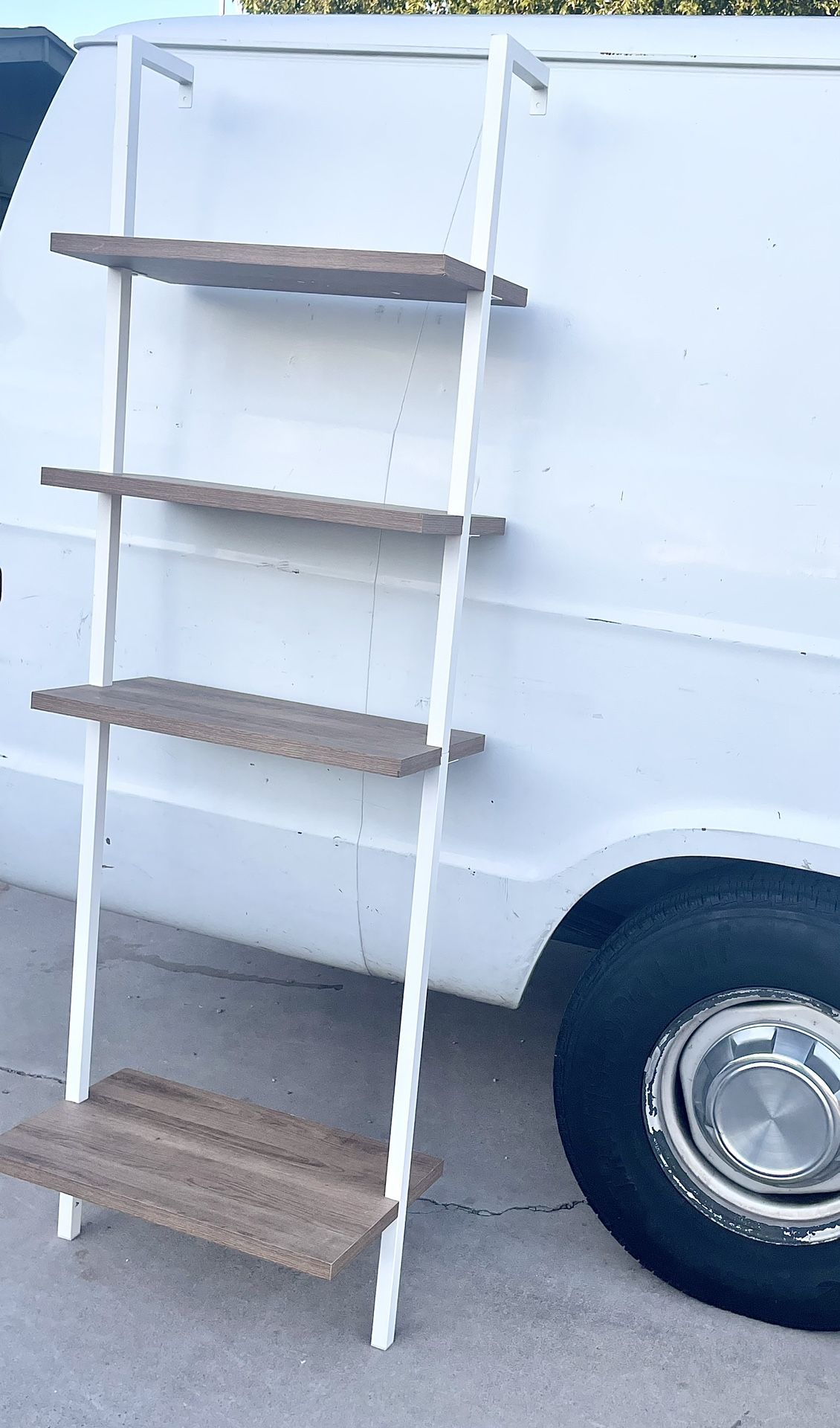 Nice White Metal Frame Rustic Wall Mount Bookcase w/ Large Bottom Shelf