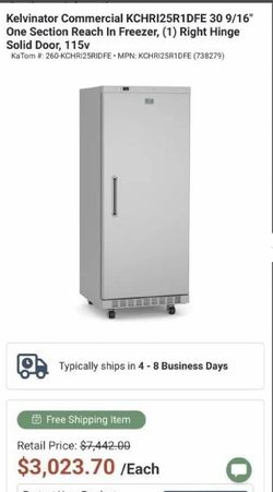 KELVINATOR ONE SECTION FREEZER