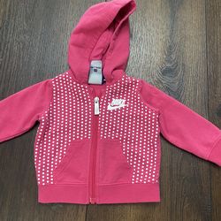 Girls Pink Polka Dot Zip Up Sweater Size 0/6 Months By Nike #2