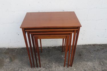 Mid Century Modern Large Tall Nesting Side End Tables Set Of Four 3931