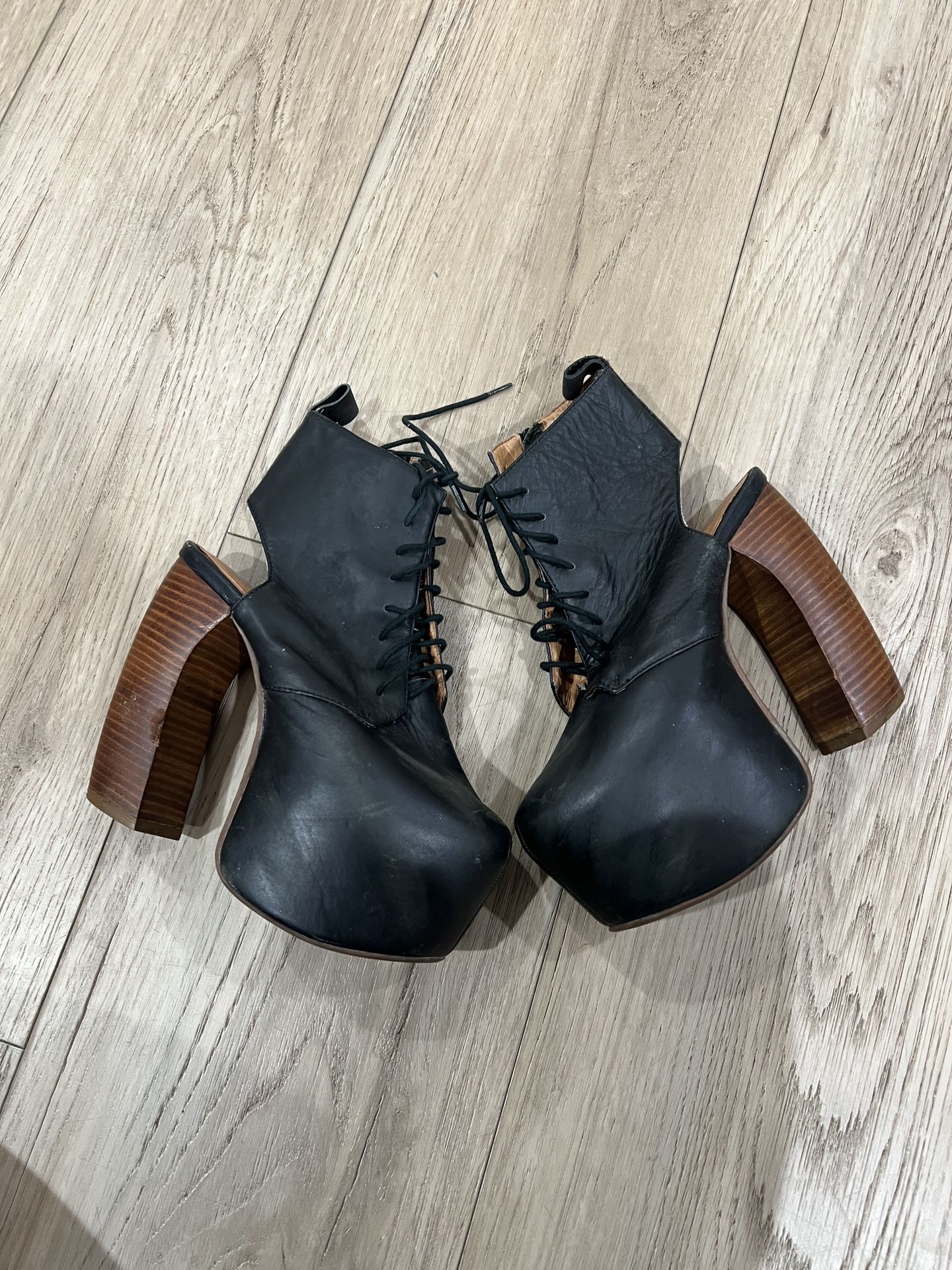 Jeffrey Campbell Lana Platform Black Booties Shoes Black Size 6.5