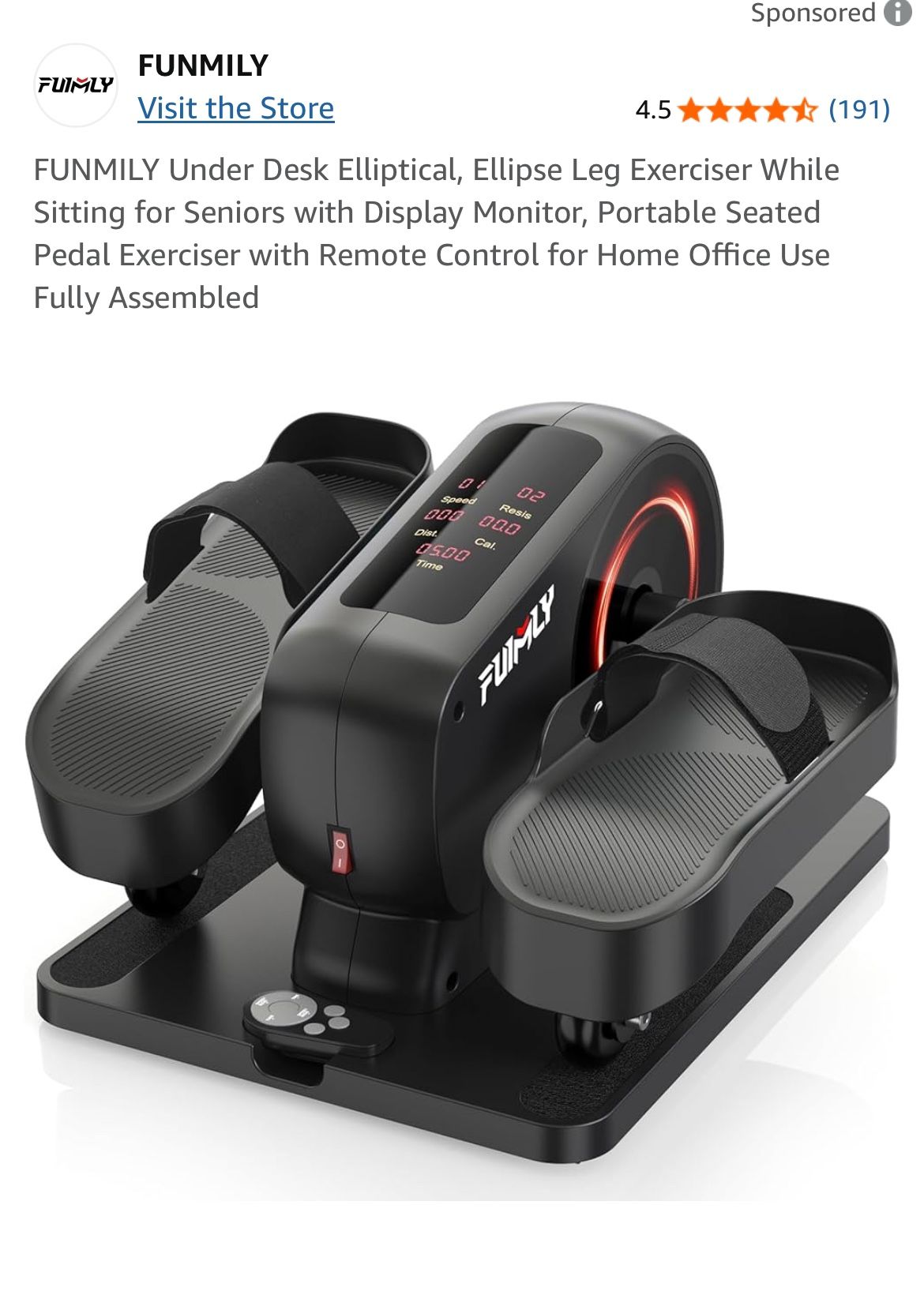 NEW Under Desk Elliptical With Remote