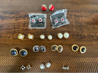 Vintage & Retro Earrings Lot – 13 Pairs | Faux Pearl, Enamel & Statement Styles