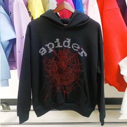 spider hoodie in black and red 