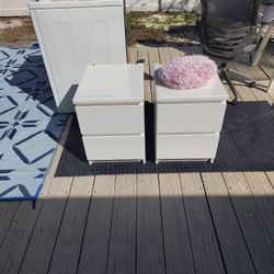 Two Drawer Storage Cabinets With Glass Top