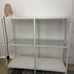 Two White Shelves With Glass Multi Use Tv Stand Etc
