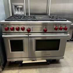 Wolf 48”Wide Dual Fuel Range Stove In Stainless Steel With Grill 