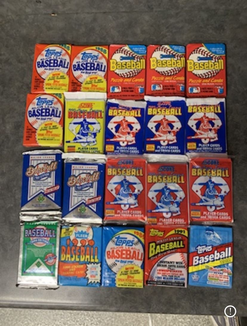 20 Unopened Sealed Packs Of Baseball Cards Upper Deck Topps Score Donruss Fleer