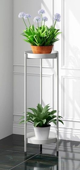 Plant Stand,2 Tier Metal Flower Plants Holder with 2 Removable Display for Indoor or Outdoor,Pot Plant Planter Display(30 X 10in,White)