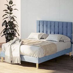 NEW! Queen/Full Light Blue Platform Bed + Including Mattress!!! COMBO SALE!!!
