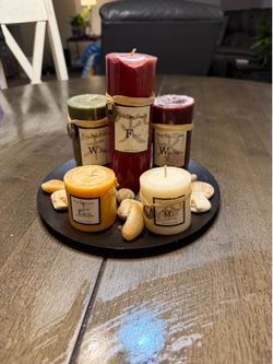 Elements candles and tray