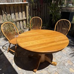 Vintage Solid Wood Dining Table Set – 1970s (Handcrafted, Original Owner)