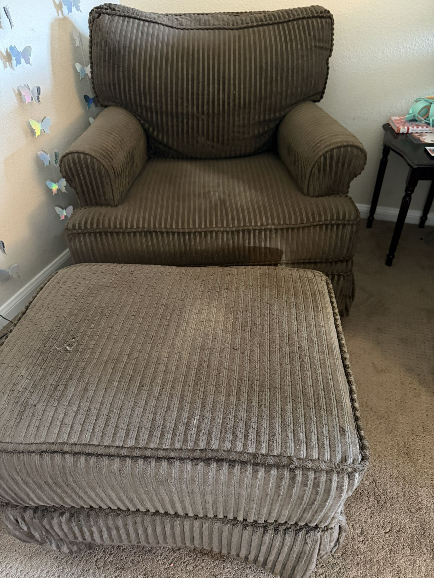 Chenille Rocking Chair With Rocking Ottoman
