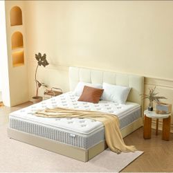 Full Size 12 Inch Hybrid Mattress Medium Firm Pillow Top with Memory Foam & Pocket Springs