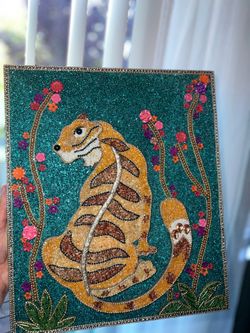Beaded Tiger Maximalist Sparkly Wall Art ✨