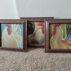 Country Roosters Paintings Wall