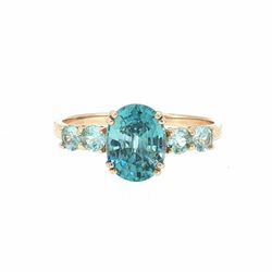 Woman’s Ladies 14k Yellow Gold 5 Stone Blue Stone Ring Size 12 GP3129238