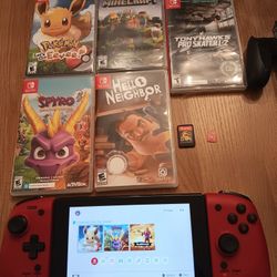 Nintendo Switch, 6 Games, Case, Memory Card 