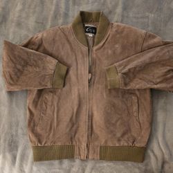 Unisex Brown Leather Jacket Size L
