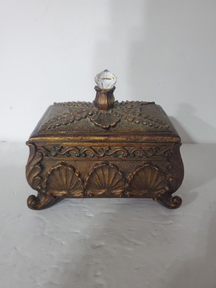 Decorative Trinket Box With Red Felt Lining