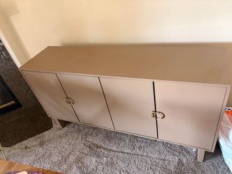 Blush Pink 4-Door Storage Cabinet Sideboard