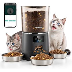 Automatic Cat Feeder for 3 Cats, 6L/25 Cups Smart WiFi Pet Feeder, Strong Anti-Jam System, Dual-Effect Desiccant Cat Food Dispenser, with 10S Voice Re