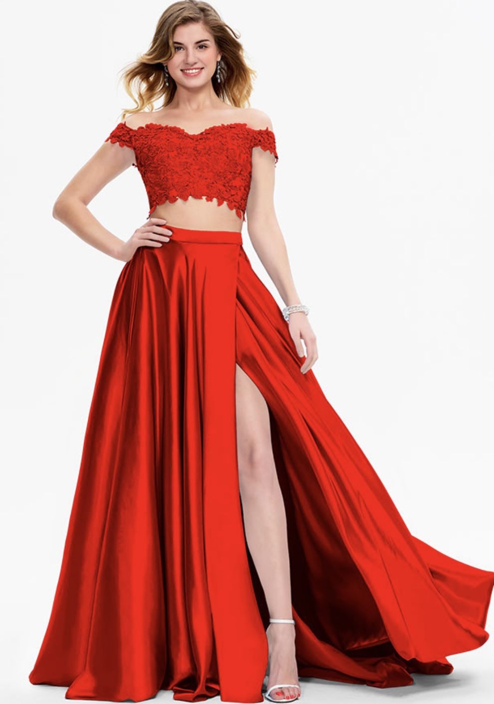 Two Piece Red Prom Dress