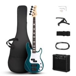 Ktaxon 4 String Electric Bass Guitar, PB-Style Full Size Standard Right Handed Beginner Kit with 20W AMP, Gig Bag, Strap, Upgrade Cable, Guitar Capo f