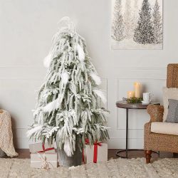 Unlit Potted Christmas Tree with White Tips,4Ft ,AP2441