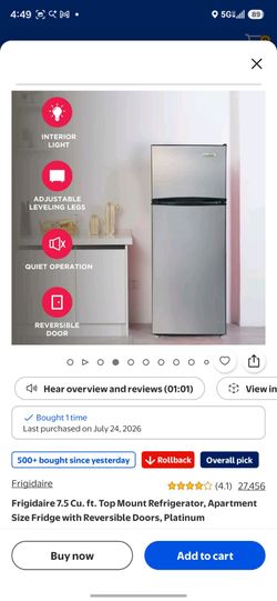 Frigidaire 7.5 cubic refrigerator and freezer all in one