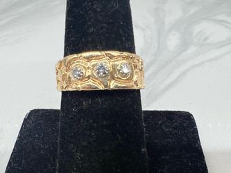 💎 14KT Yellow Gold & Diamond Unisex Nugget Dress Ring