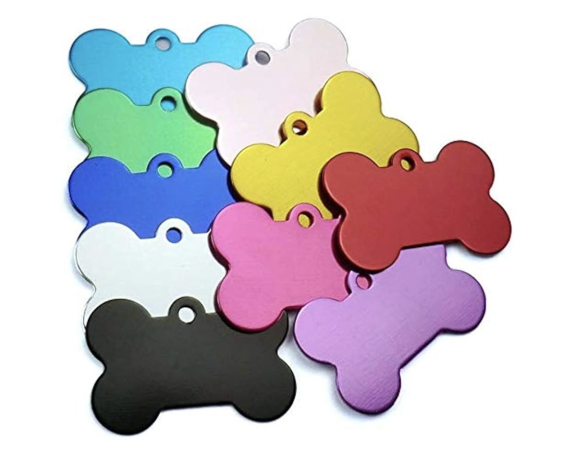 Pet Tag Dog Bone Cat Pet Tags Charm Tag Custom ID Free Deep Double Sided Diamond Engraved Multiple