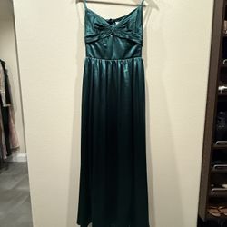 Azazie Emerald Satin Maxi Dress - Zeya style A12