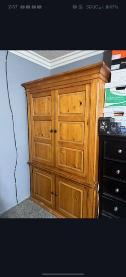 Pine Wood 2 Piece Armoire