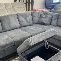 New Sectional Sofa Couch with Storage Ottoman- Free Delivery 🚚 